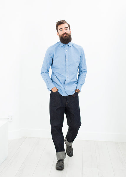 Nigel cabourn BRITISH OFFICERS SHIRT – Blue Works Vintage